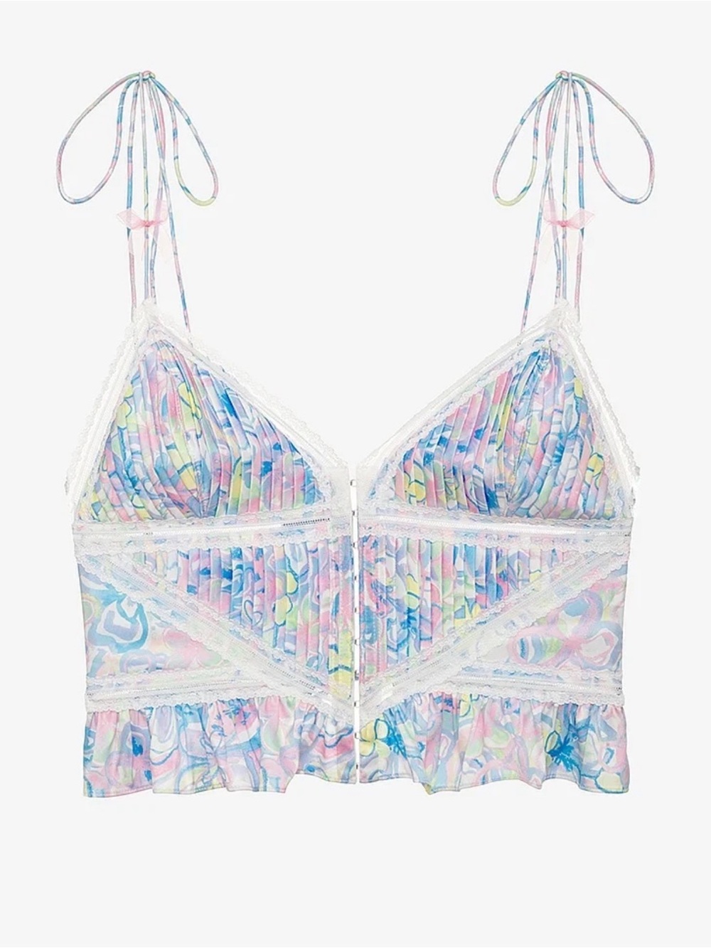 For Love & Lemons Blue Midsummer Floral Corset Top Blue Floral Medium NEW